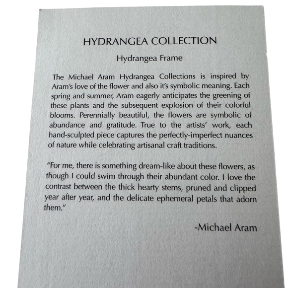 (NWB) Michael Aram Stunning Hydrangea Frame, 5" x 7" Gold - Picture 5 of 10